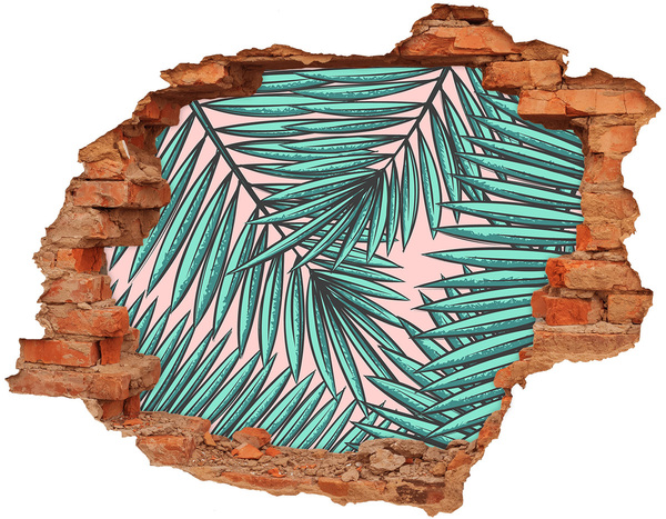 Nálepka 3D díra na zeď Listí palmy