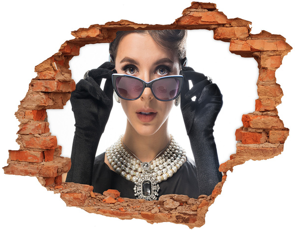 Fotoobraz díra na stěnu Žena v brýlích