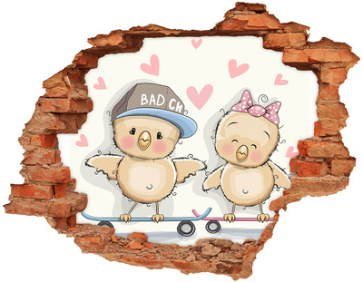 Samolepící nálepka Roztomilí ptáci na skateboardu