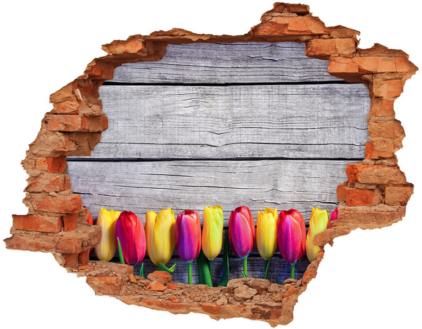 Samolepící nálepka Tulipány na dřevě