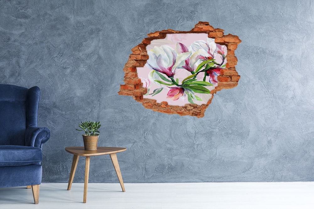 Nálepka 3D díra na zeď Květy magnolie