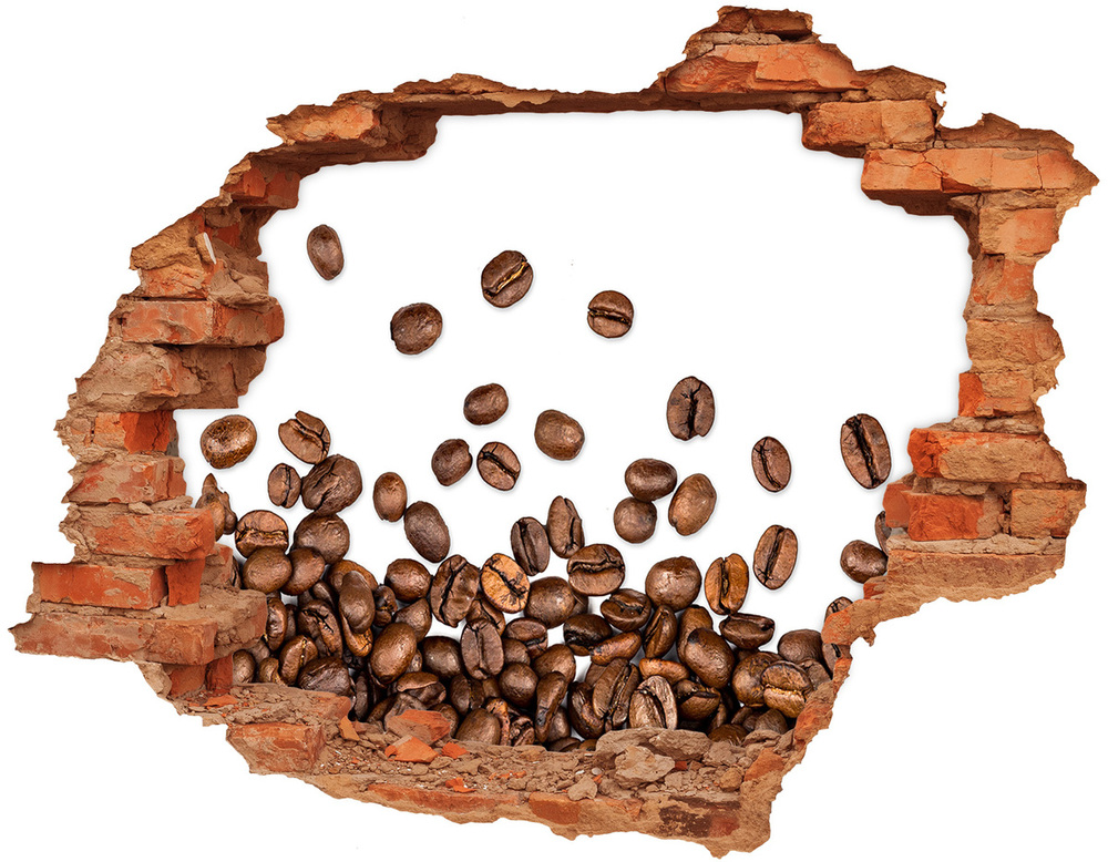 Nálepka 3D díra na zeď Zrnka kávy