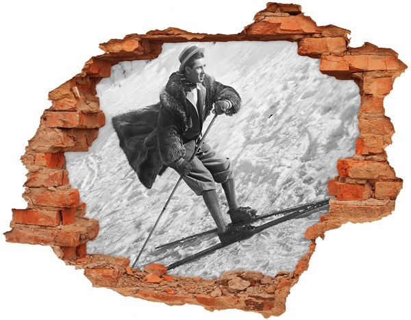 Fototapeta díra na zeď Zimní lyžař v retro stylu