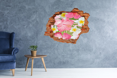 Nálepka 3D díra na zeď Květinový ráj za zdí