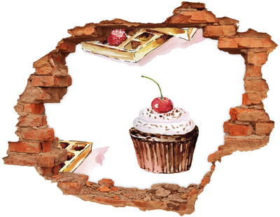 Samolepící nálepka beton Lahodný cupcake s třešní