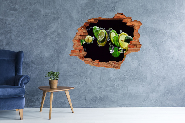 Nálepka 3D díra na zeď Citronová dávka svěžesti