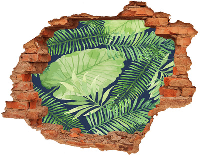 Nálepka 3D díra na zeď Tropické listí
