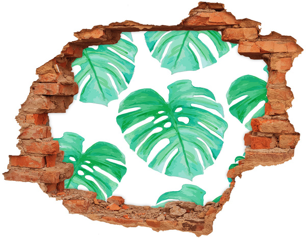 Nálepka 3D díra na zeď beton Monstera