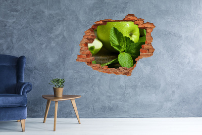Nálepka 3D díra na zeď Zelená jablka