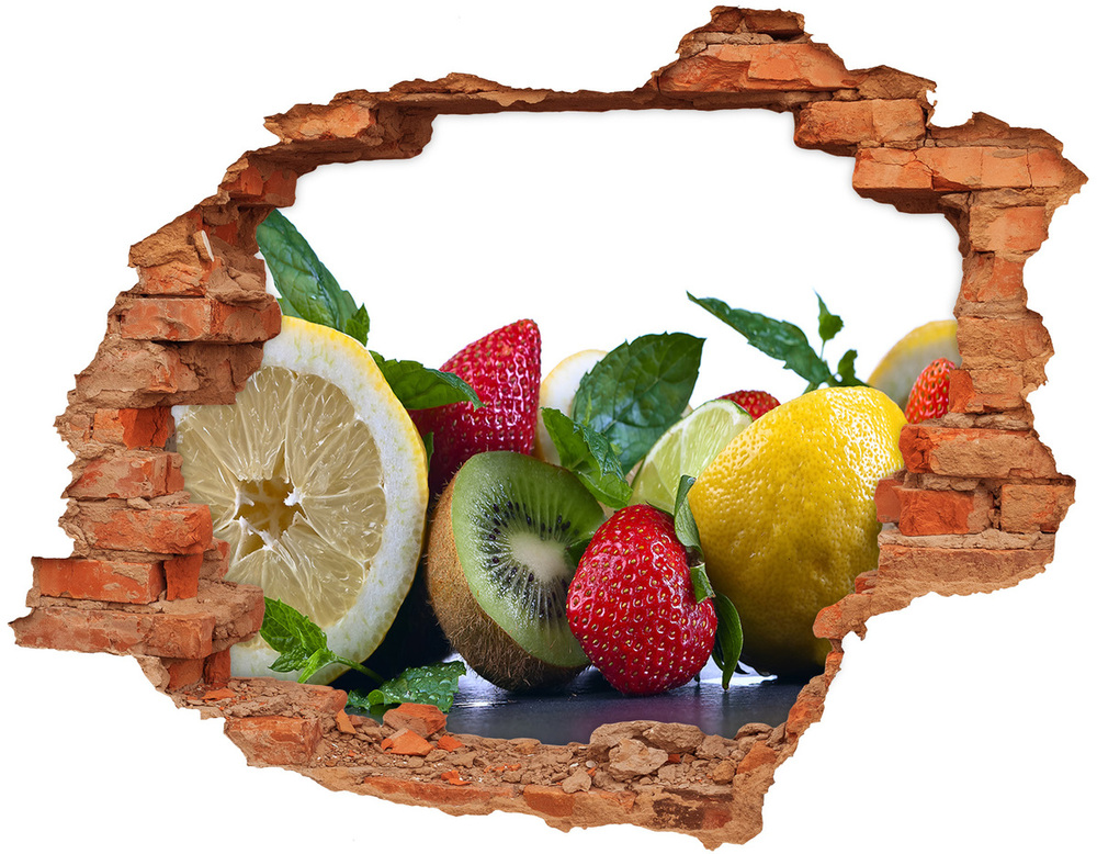 Nálepka 3D díra na zeď Ovoce a zelenina