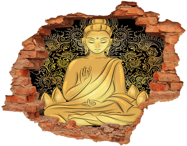 Díra 3D foto tapeta nálepka Zlatý Buddha obklopený mandalou