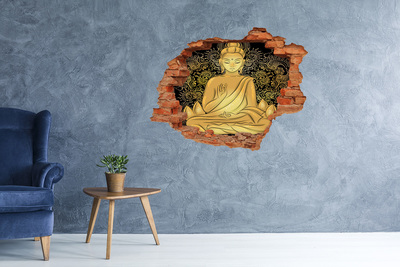 Díra 3D foto tapeta nálepka Zlatý Buddha obklopený mandalou