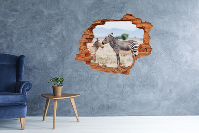 Díra 3D fototapeta na stěnu Zebry v horách