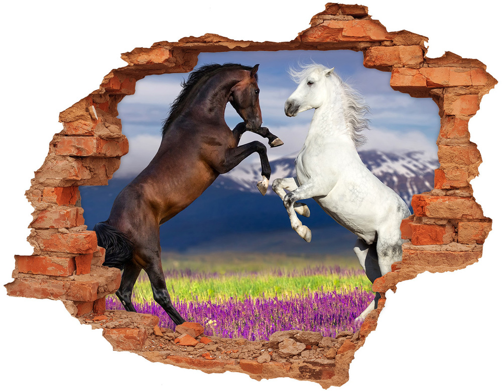 Díra 3D fototapeta na stěnu Koně hory