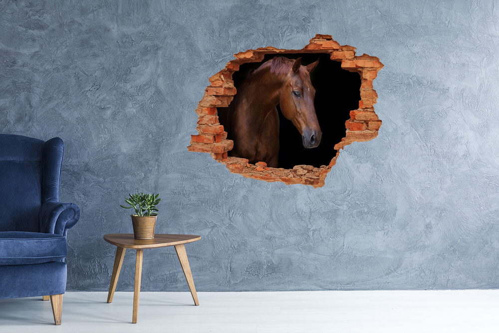 Díra 3D fototapeta na stěnu Hnědý kůň
