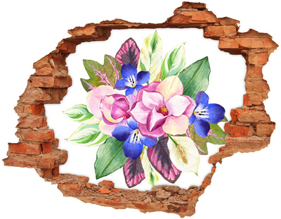Nálepka 3D díra na zeď Kytice květin