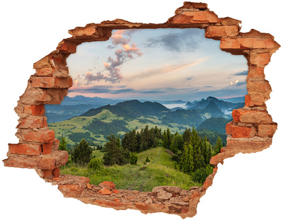 Díra 3D ve zdi nálepka Panorama Pieniny