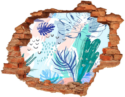 Nálepka 3D díra na zeď Tropický ráj za zdí