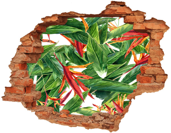 Nálepka 3D díra na zeď Tropický ráj za zdí