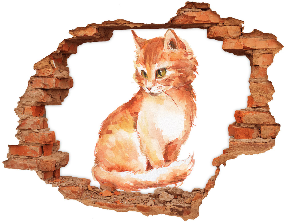 Díra 3D fototapeta nálepka Červená kočka