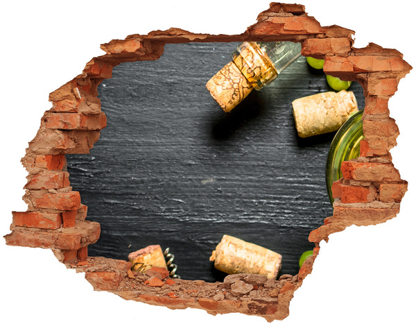 Nálepka 3D díra na zeď Víno a hrozny