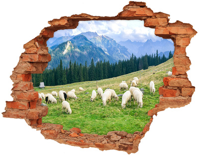 Díra 3D ve zdi nálepka Ovce v Tatrách