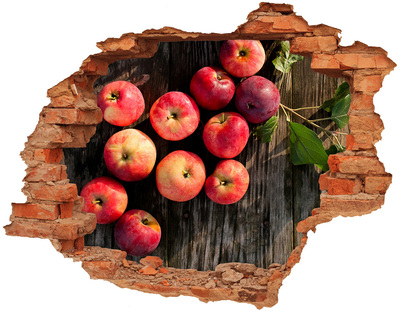 Nálepka 3D díra na zeď Jablka na stole