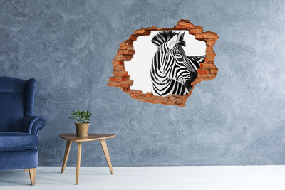 Díra 3D fototapeta nálepka Zebra v díře ve zdi
