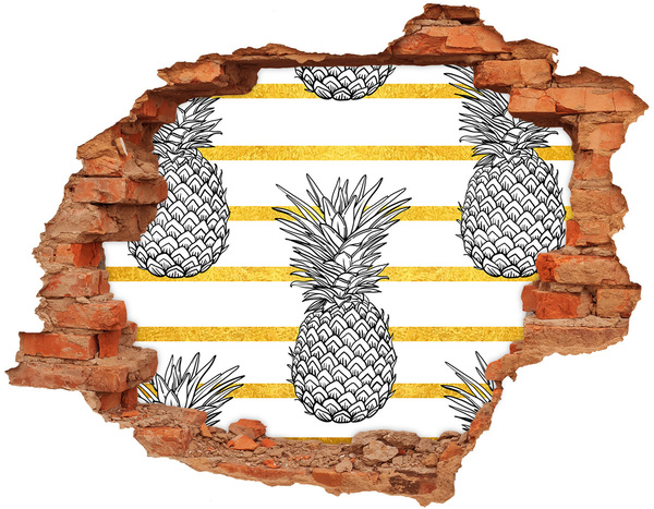 Samolepící nálepka beton Ananas na pozadí zlatých pruhů