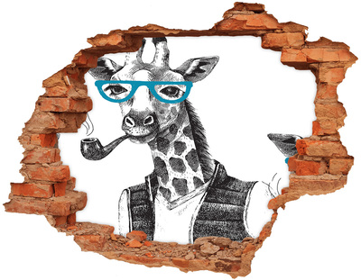 Díra 3D fototapeta nálepka Žirafa v brýlích