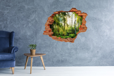 Díra 3D ve zdi nálepka Slunce les