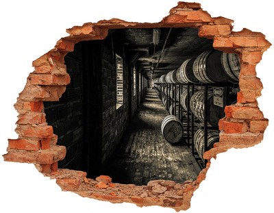 Fototapeta díra na zeď 3D Interiér sklepa s sudy