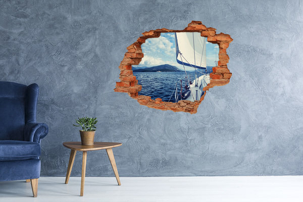 Díra 3D ve zdi nálepka Výhled z paluby jachty