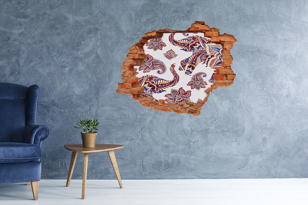 Díra 3D fototapeta nálepka Barevné vzory v díře ve zdi