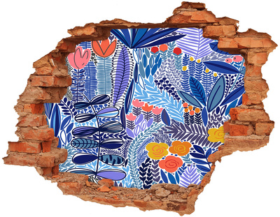 Nálepka 3D díra samolepící Tropická zahrada s dírou ve zdi