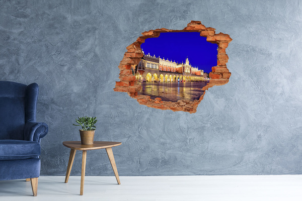 Fototapeta díra na zeď 3D Hlavní náměstí v Krakově v noci