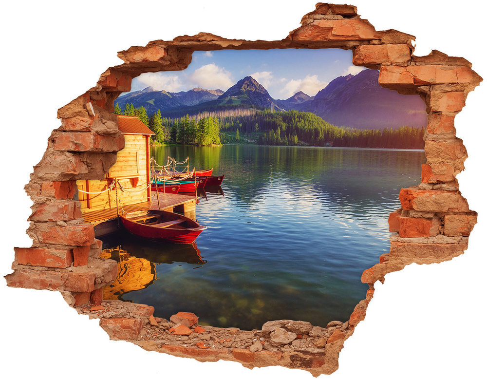 Díra 3D ve zdi na stěnu Jezero v horách
