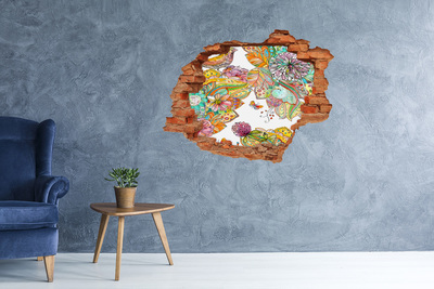 Díra 3D fototapeta nálepka Květinový ráj za zdmi