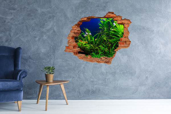 Díra 3D ve zdi nálepka Ryby v akváriu