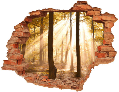 Díra 3D ve zdi nálepka Podzim les
