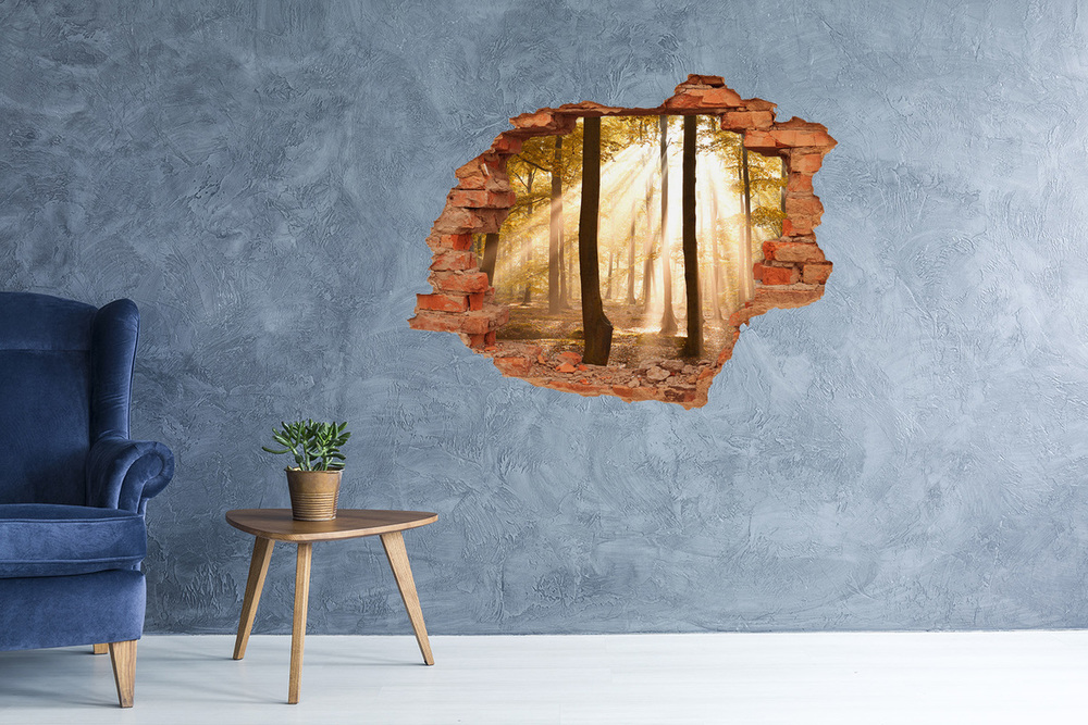 Díra 3D ve zdi nálepka Podzim les