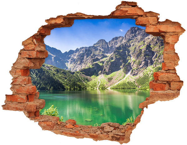 Díra 3D ve zdi nálepka Morské oko Tatry