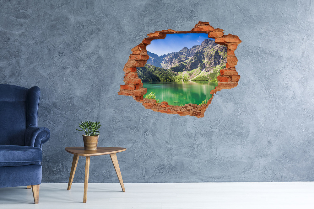 Díra 3D ve zdi nálepka Morské oko Tatry