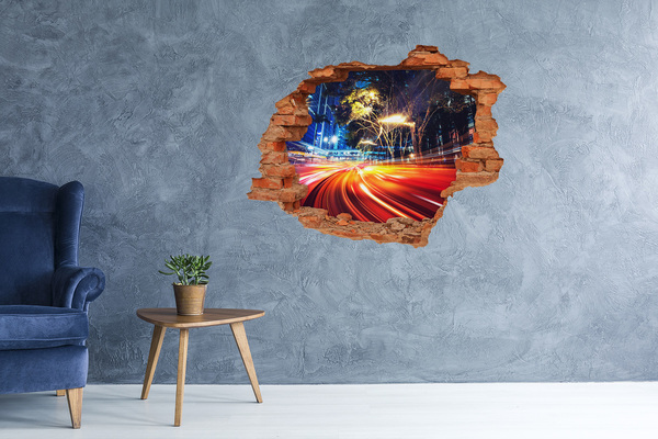 Fototapeta díra na zeď 3D Město v pohybu v noci