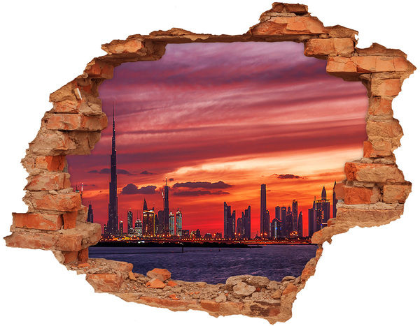 Fototapeta díra na zeď 3D Západ slunce nad Dubají