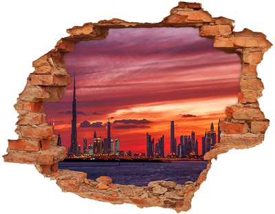 Fototapeta díra na zeď 3D Západ slunce nad Dubají