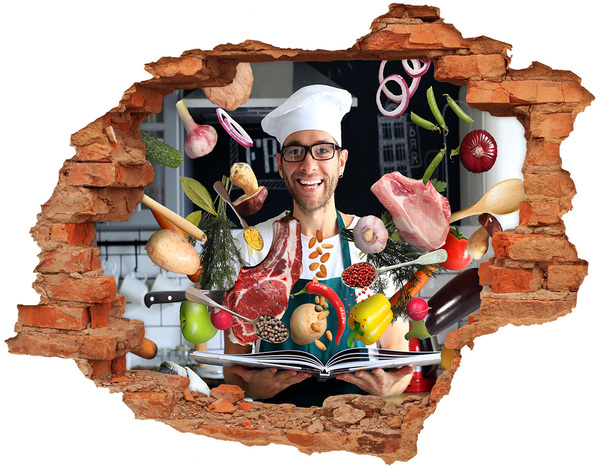 Nálepka 3D díra na zeď Kuchyňské šílenství