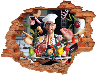 Nálepka 3D díra na zeď Kuchyňské šílenství