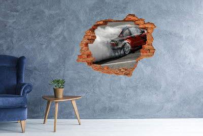 Foto fotografie díra na zeď Závodní auto v akci