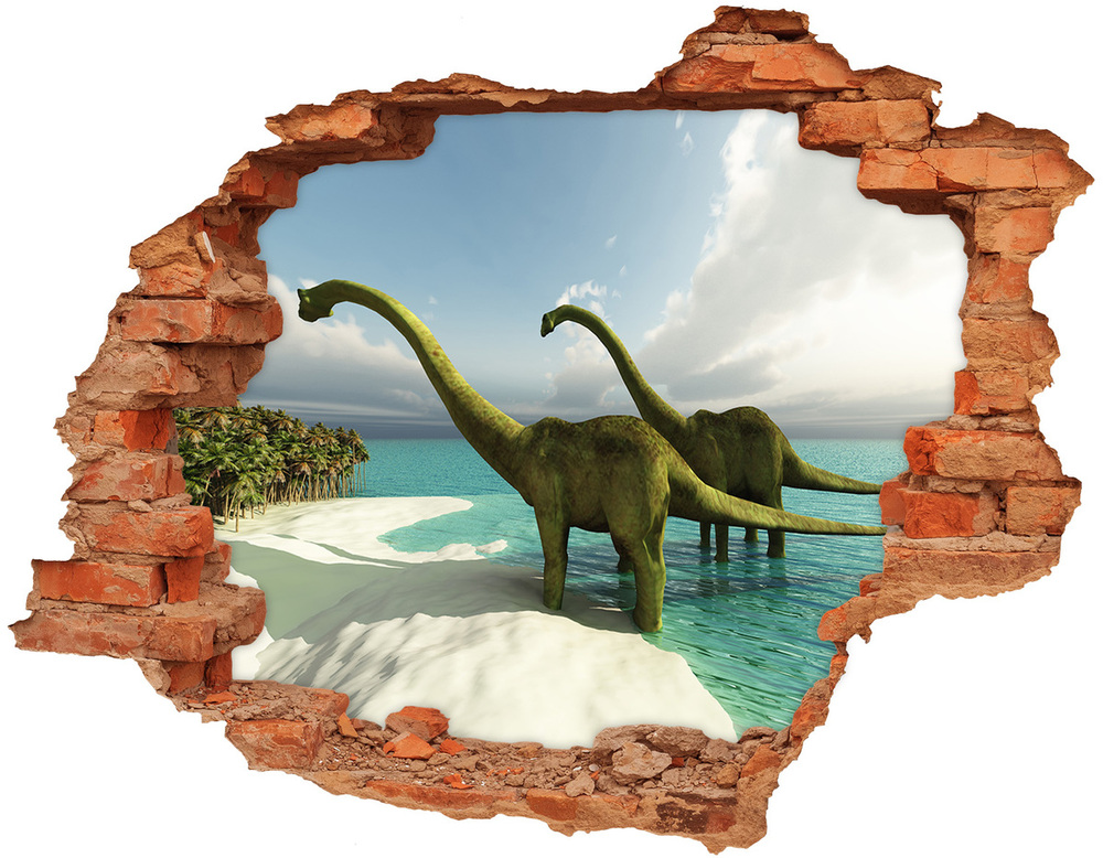 Díra 3D fototapeta nálepka Dinozaury na pláži
